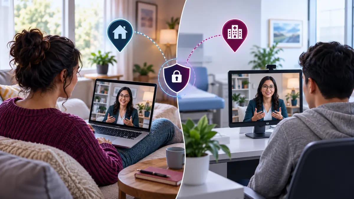 Telehealth visit location compared between home and another setting
